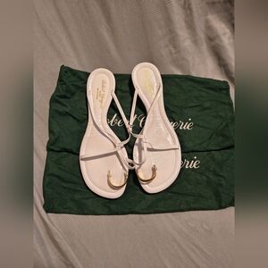 Robert Clergerie White Sandals with Gold Accents